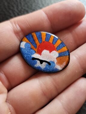 VTG Enamel Sunrise Wave Enamel Pin - Blue, Orange, Red